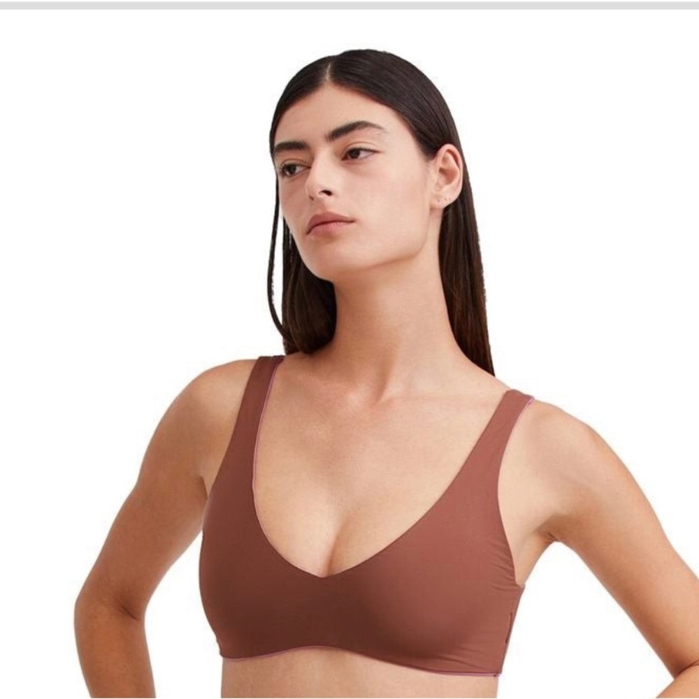 Gottex brown purple mauve hazelnut Reversible V-Neck 3pc Bikini Top size 6 new